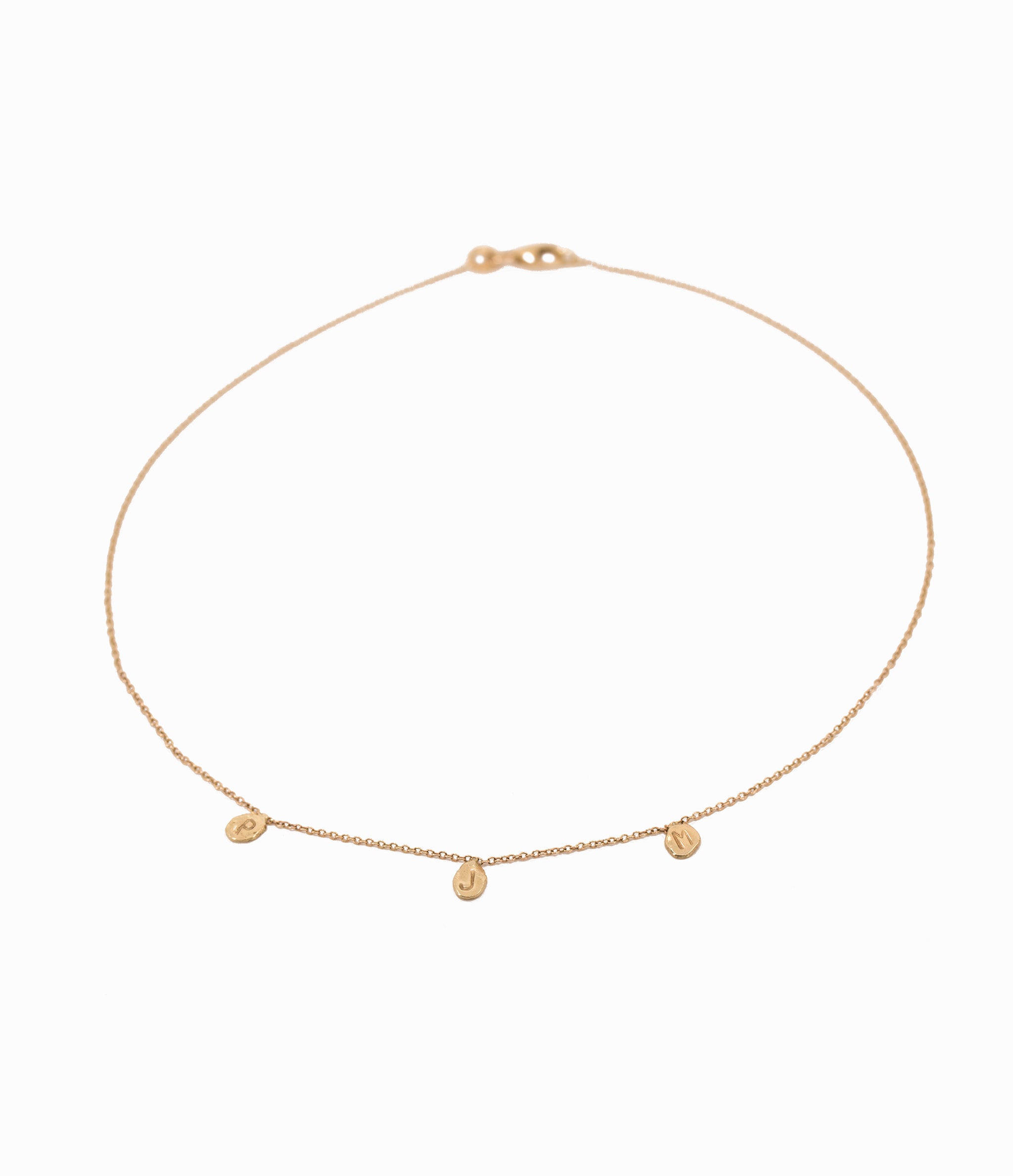 Ketting 3 Mini Pebbles met Handgeslagen Letters