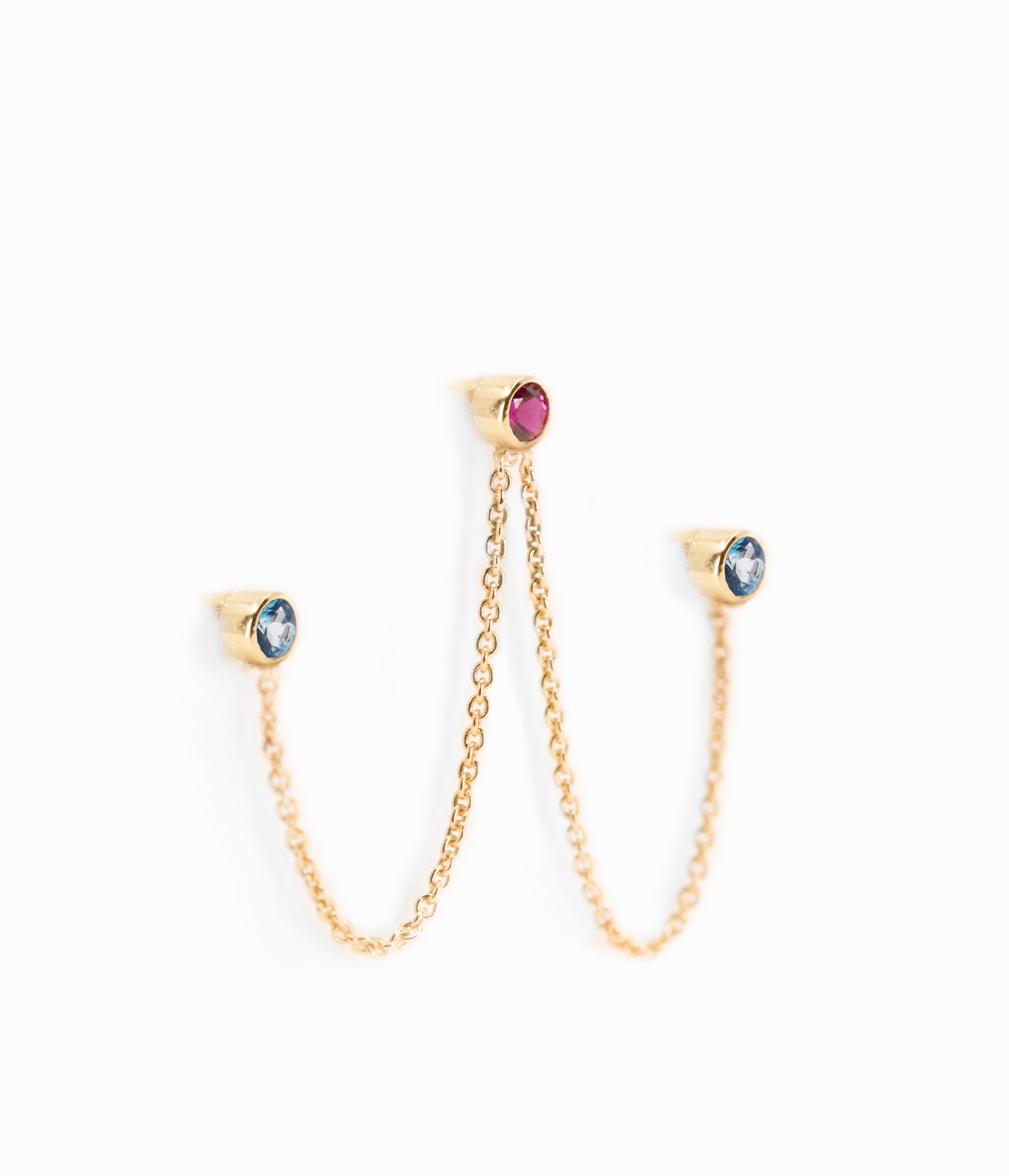 Stud Chain met 3 Geboortestenen