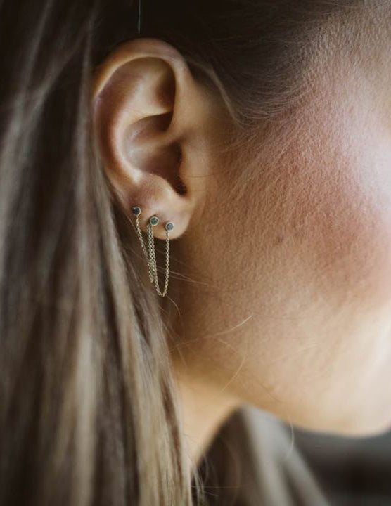 Stud Chain met 3 Geboortestenen