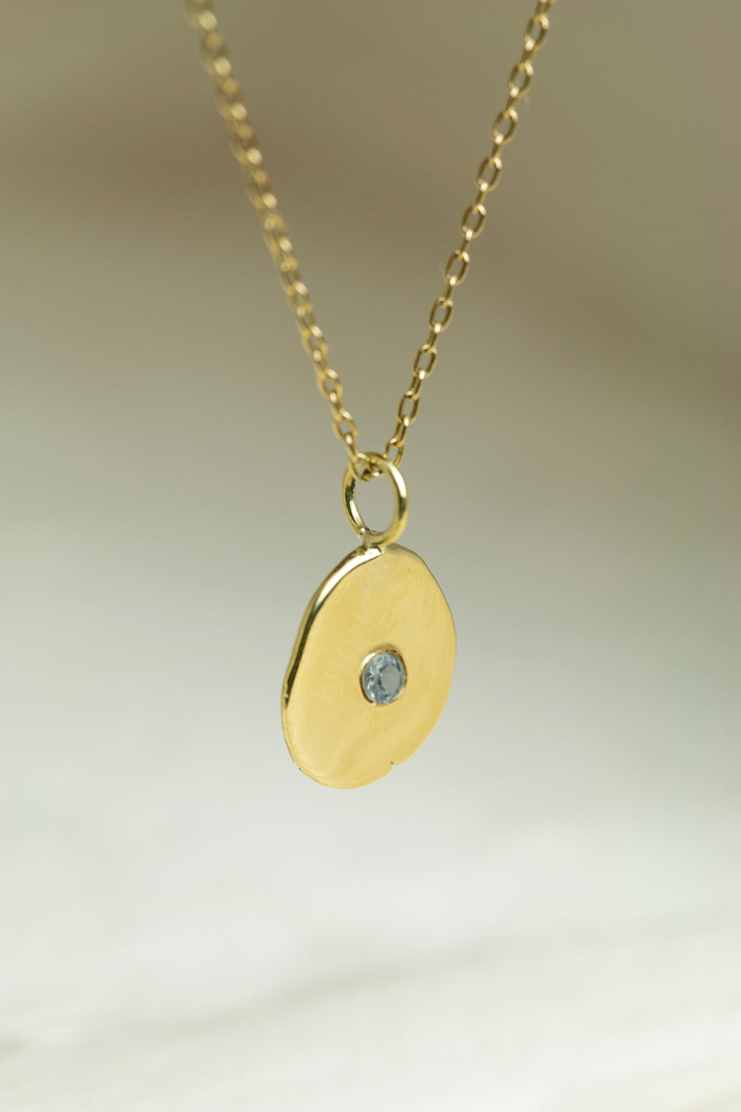 KETTING PEBBLE MET GEBOORTESTEEN - MAART - AQUAMARIJN